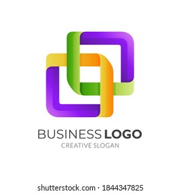 logo cuadrado dna, dna y cuadrado, logo combinado con un estilo 3d colorido