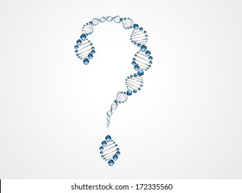 DNA strand against arranged in a question mark vector