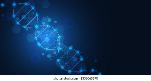 DNA strand background and genetic engineering or laboratory research. Medical technology and science concept