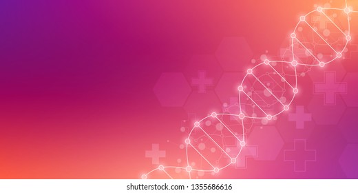 DNA strand background and genetic engineering or laboratory research. Medical technology and science concept