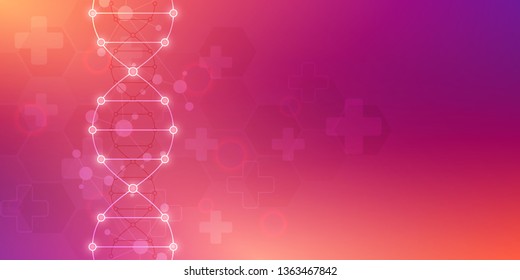 DNA strand background and genetic engineering or laboratory research. Medical technology and science concept