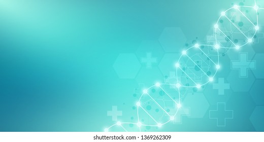 DNA strand background and genetic engineering or laboratory research. Medical technology and science concept