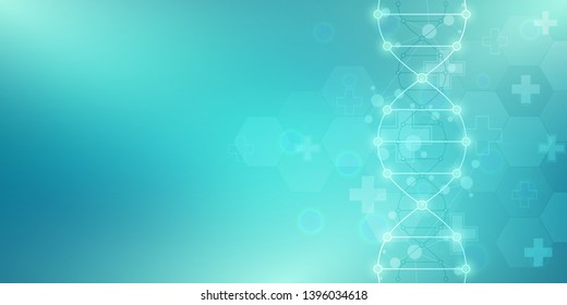 DNA strand background and genetic engineering or laboratory research. Medical technology and science concept