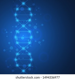 DNA strand background and genetic engineering or laboratory research. Medical technology and science concept