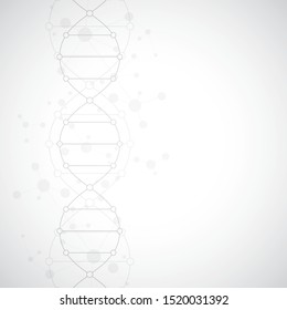 DNA strand background and genetic engineering or laboratory research. Medical technology and science concept