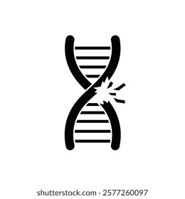 DNA strand with a broken link representing genetic disorders on a white background