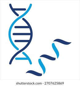 Dna Strand Flat Blue Icon Vector Illustration