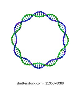 DNA Strand In Form Of Circle. Isolated On White Background. Vector Illustration. Pointillism Style.