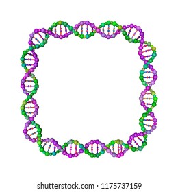 DNA strand in form of square. Isolated on white background. Vector illustration. Pointillism style.