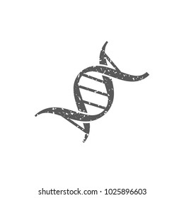 DNA Strand icon in grunge texture. Vintage style vector illustration.