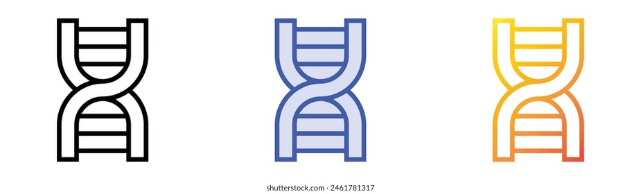 Symbol für DNA-Strang. Lineares, blaues Füllungs- und Verlaufsstil-Design auf weißem Hintergrund