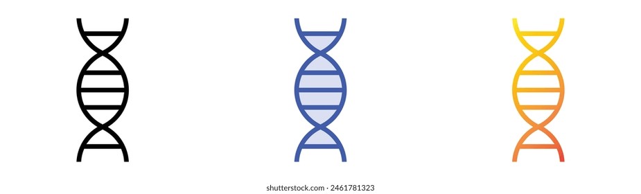 Symbol für DNA-Strang. Lineares, blaues Füllungs- und Verlaufsstil-Design auf weißem Hintergrund