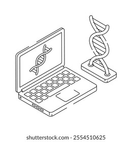 DNA strand and laptop for genetic research and analysis