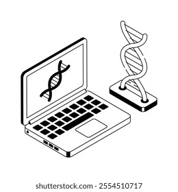 DNA strand and laptop for genetic research and analysis