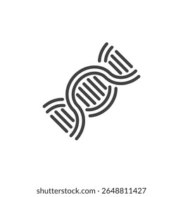 DNA Strand line icon. Outline icon vector showing a twisted double helix structure. This icon symbol is ideal for biology, genetics, and science education.