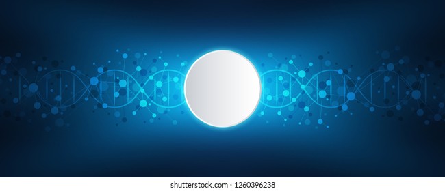 DNA strand and molecular structure. Genetic engineering or laboratory research. Background texture for medical or scientific and technological design. Vector illustration