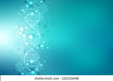 cadena de ADN y estructura molecular. Ingeniería genética o investigación de laboratorio. Textura de fondo para diseño médico o científico y tecnológico. Ilustración del vector