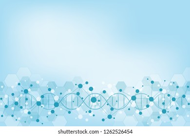 DNA strand and molecular structure. Genetic engineering or laboratory research. Background texture for medical or scientific and technological design. Vector illustration