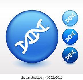 DNA Strand on Blue Round Button