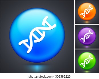 DNA Strand on Blue Round Button