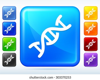 DNA Strand on Blue Square Button
