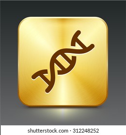 DNA Strand on Gold Square Button