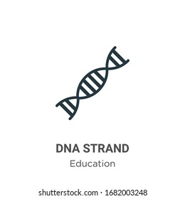 Dna strand outline vector icon. Thin line black dna strand icon, flat vector simple element illustration from editable education concept isolated stroke on white background
