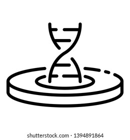 DNA strand in Petri dish icon. Outline DNA strand in Petri dish vector icon for web design isolated on white background