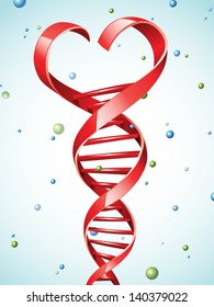 DNA strand in a shape of a heart