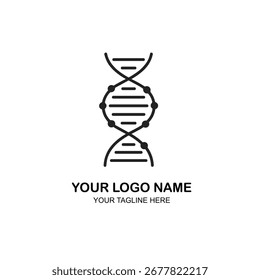 DNA strand spirals on a white surface. Molecular structure is simple and clean, creating a modern and scientific atmosphere.