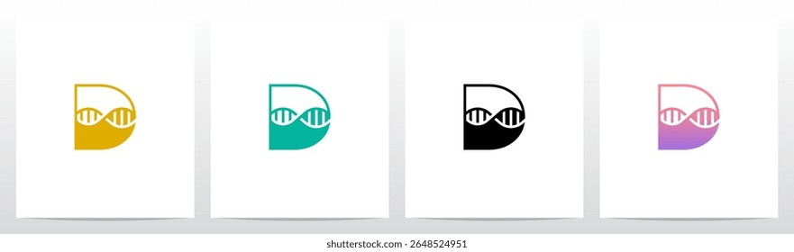 DNA Strand Structure Helix Inside Letter Initial Logo Design D