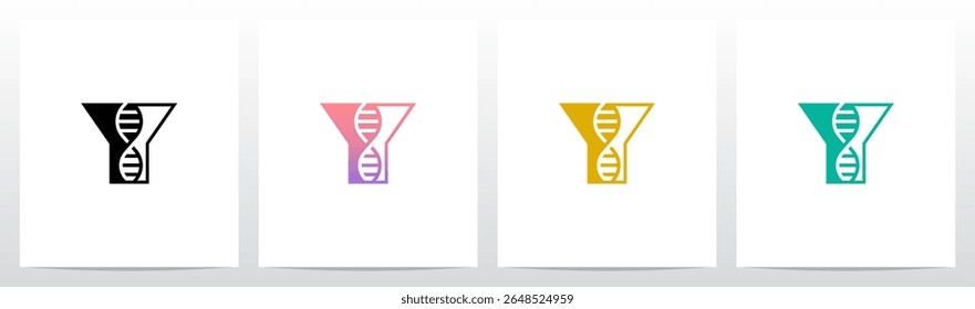 DNA Strand Structure Helix Inside Letter Initial Logo Design Y