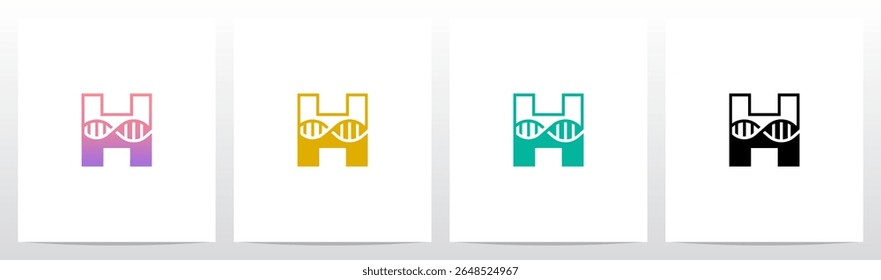 DNA Strand Structure Helix Inside Letter Initial Logo Design H
