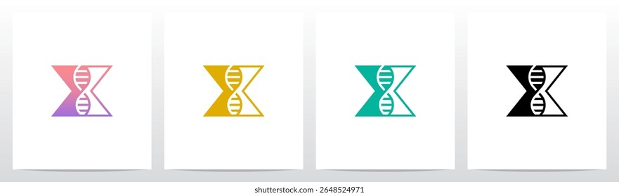 DNA Strand Structure Helix Inside Letter Initial Logo Design X