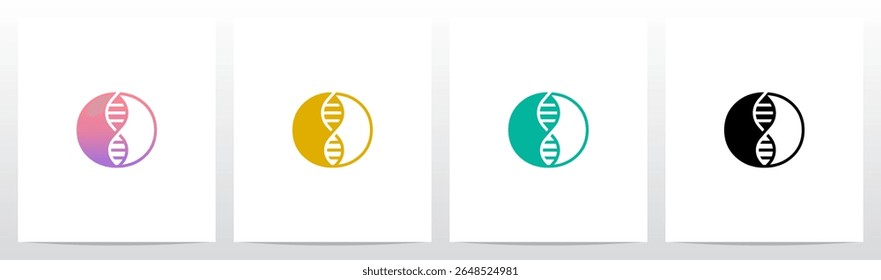 DNA Strand Structure Helix Inside Letter Initial Logo Design O