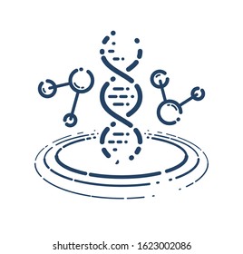DNA strand vector simple linear icon, science biology and biotechnology line art symbol, genetic research and solutions.