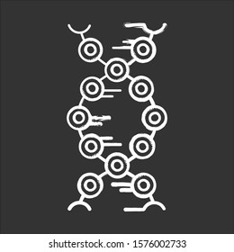 DNA strands chalk icon. Connected circles, lines. Deoxyribonucleic, nucleic acid helix. Chromosome. Molecular biology. Genetic code. Genome. Genetics. Medicine. Isolated vector chalkboard illustration