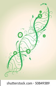 dna strands with floral elements, perhaps it is flower dna? (AI8 with gradient)