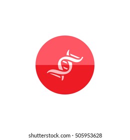 DNA strands icon in flat color circle style. Science biology chromosome