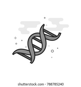 DNA strands icon in flat outlined grayscale style. Vector illustration.