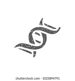 DNA strands icon in grunge texture. Vintage style vector illustration.