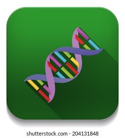 dna strands icon With long shadow over app button