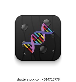 dna strands icon With long shadow over app button