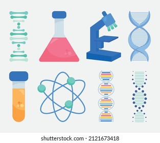 dna strands and lab icon set