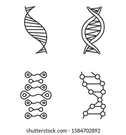 DNA strands linear icons set. Deoxyribonucleic, nucleic acid helix. Molecular biology. Genetic code. Genetics. Thin line contour symbols. Isolated vector outline illustrations. Editable stroke