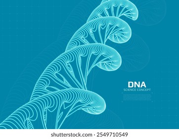 DNA structure. 3D digital genetic model. Scientific background for genetics, biotechnology and medical research. Vector illustration.