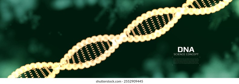DNA structure. 3D digital genetic model. Scientific background for genetics, biotechnology and medical research. Vector illustration.