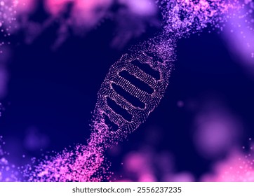 DNA structure. 3D digital genetic model. Scientific background for genetics, biotechnology and medical research. Vector illustration.