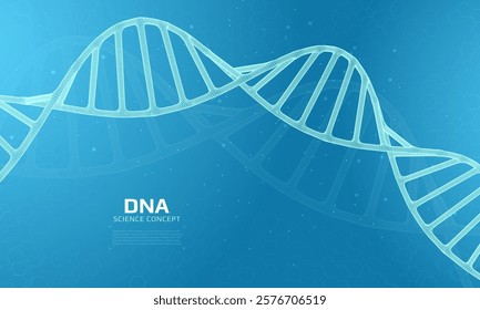 DNA structure. 3D digital genetic model. Scientific background for genetics, biotechnology and medical research. Vector illustration.