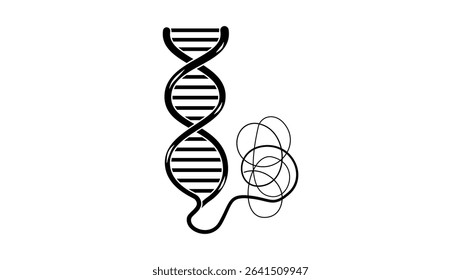 DNA Structure, black isolated silhouette